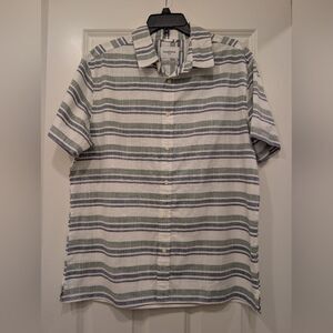 Goodfellow & Co Men's Striped Short Sleeve Shirt, White, Blue And Green